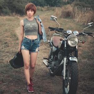 Woman with motorcycle